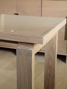 Professional joinery detail showcasing quality wood construction and precise fit in custom furniture by Polymita Woodcraft